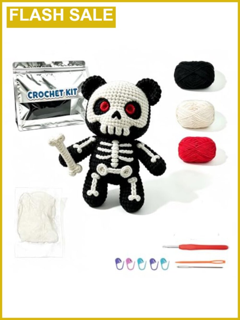 DIY Halloween Crochet Kit Beginner Skeleton Doll Complete Amigurumi Set